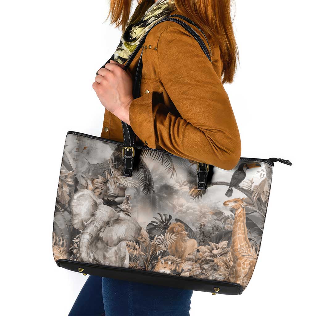 Africa Safari Animals Leather Tote Bag - Wonder Print Shop
