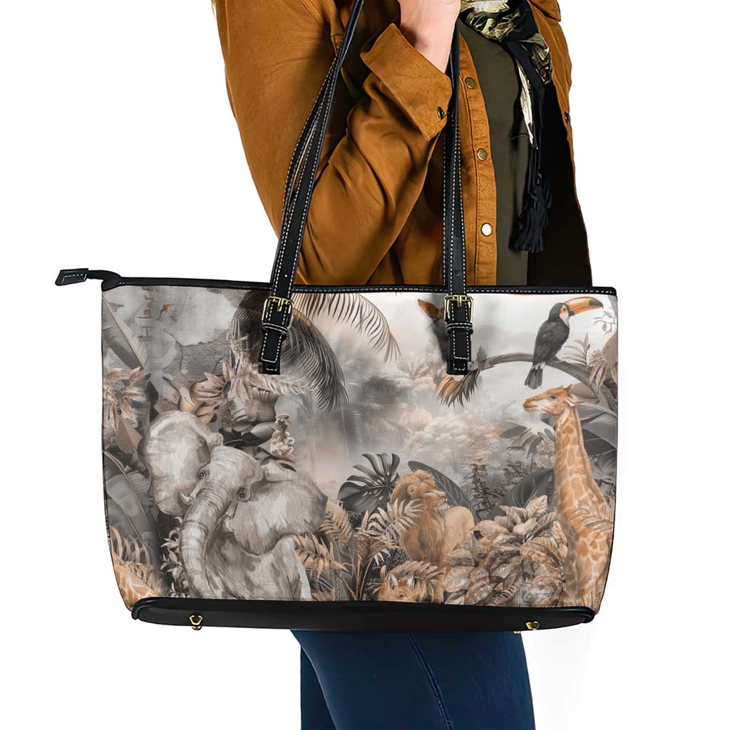 Africa Safari Animals Leather Tote Bag - Wonder Print Shop