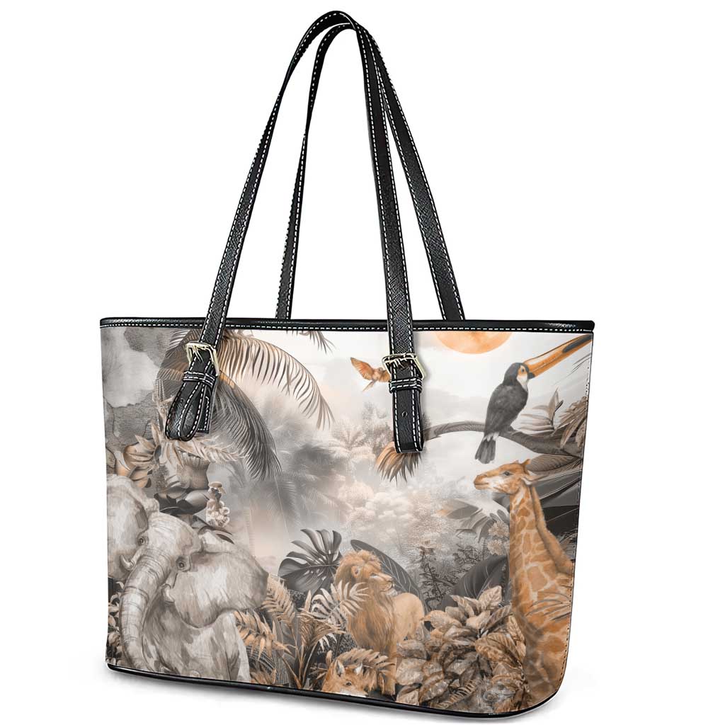 Africa Safari Animals Leather Tote Bag - Wonder Print Shop
