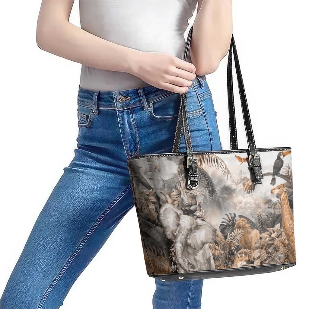 Africa Safari Animals Leather Tote Bag - Wonder Print Shop