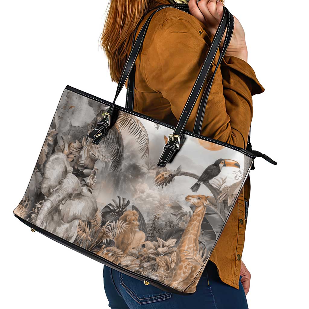 Africa Safari Animals Leather Tote Bag - Wonder Print Shop