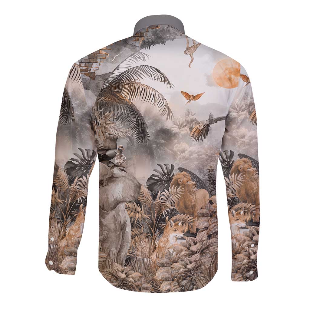 Africa Safari Animals Long Sleeve Button Shirt - Wonder Print Shop
