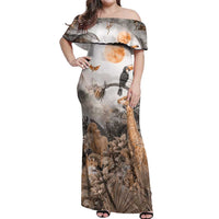 Africa Safari Animals Off Shoulder Maxi Dress - Wonder Print Shop