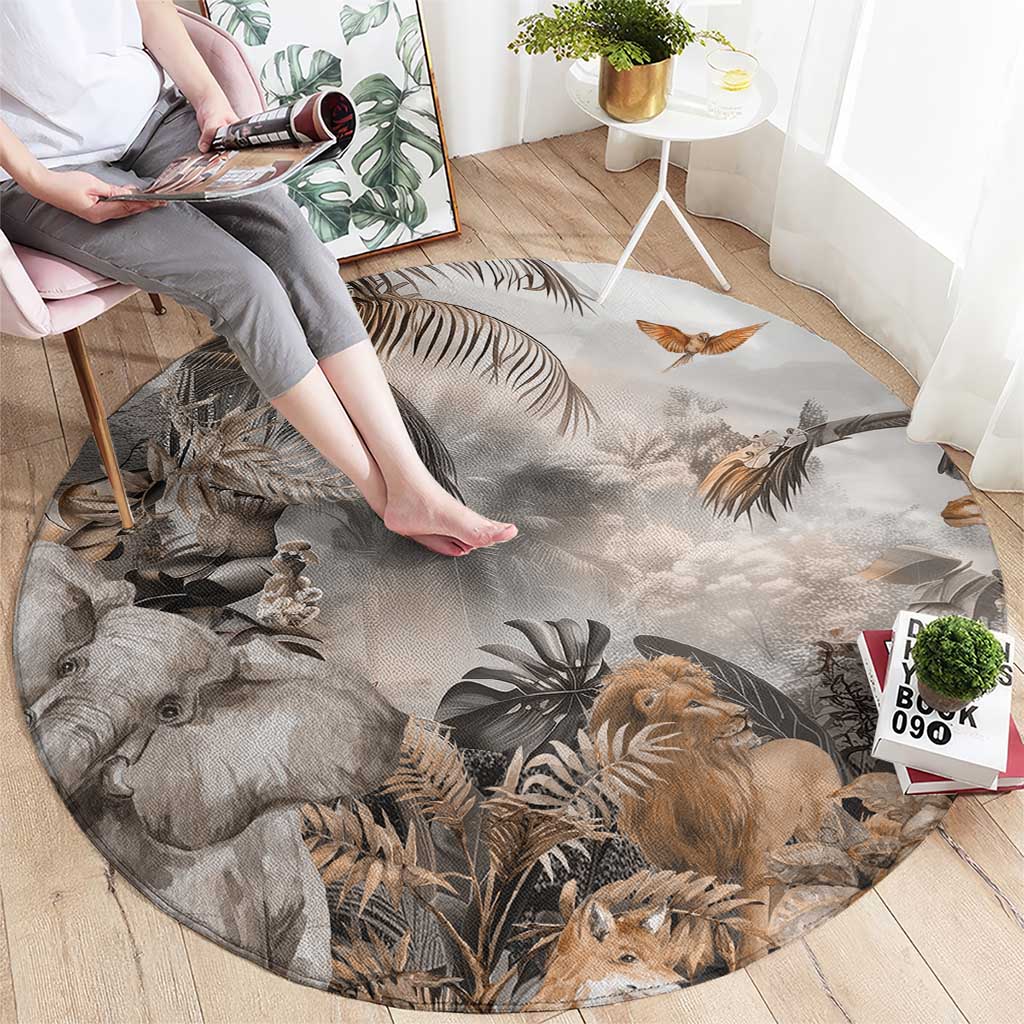 Africa Safari Animals Round Carpet