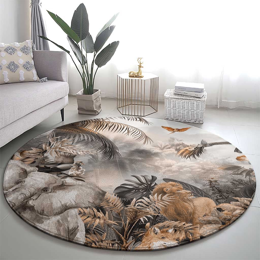 Africa Safari Animals Round Carpet