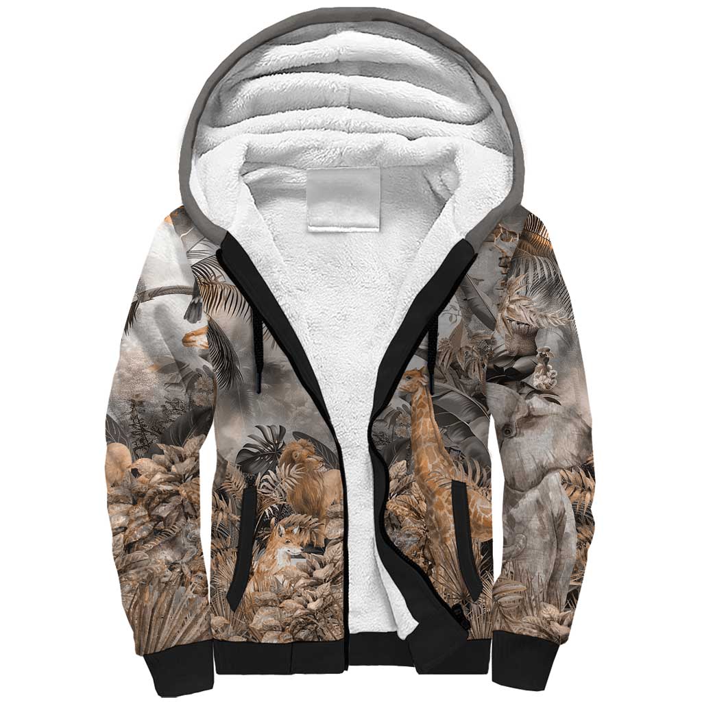 Africa Safari Animals Sherpa Hoodie - Wonder Print Shop