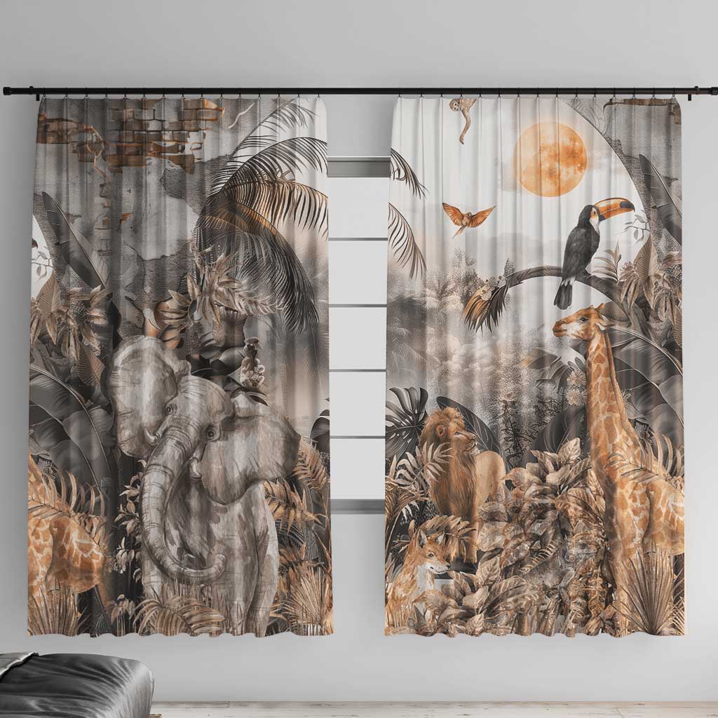 Africa Safari Animals Window Curtain - Wonder Print Shop