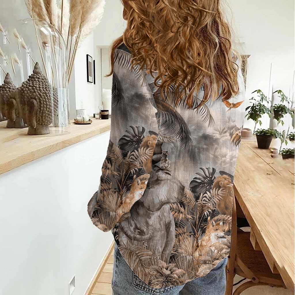 Africa Safari Animals Women Casual Shirt - Wonder Print Shop