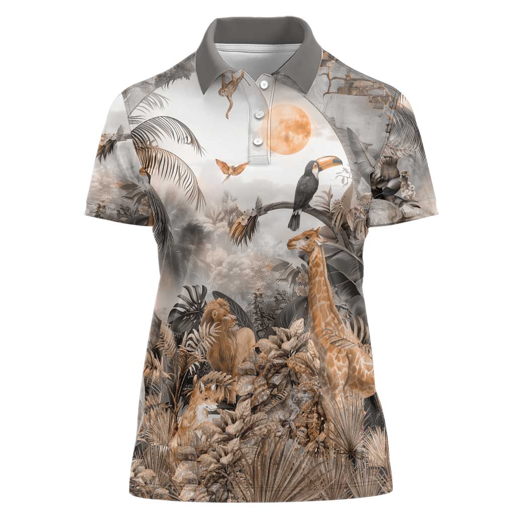 Africa Safari Animals Women Polo Shirt - Wonder Print Shop
