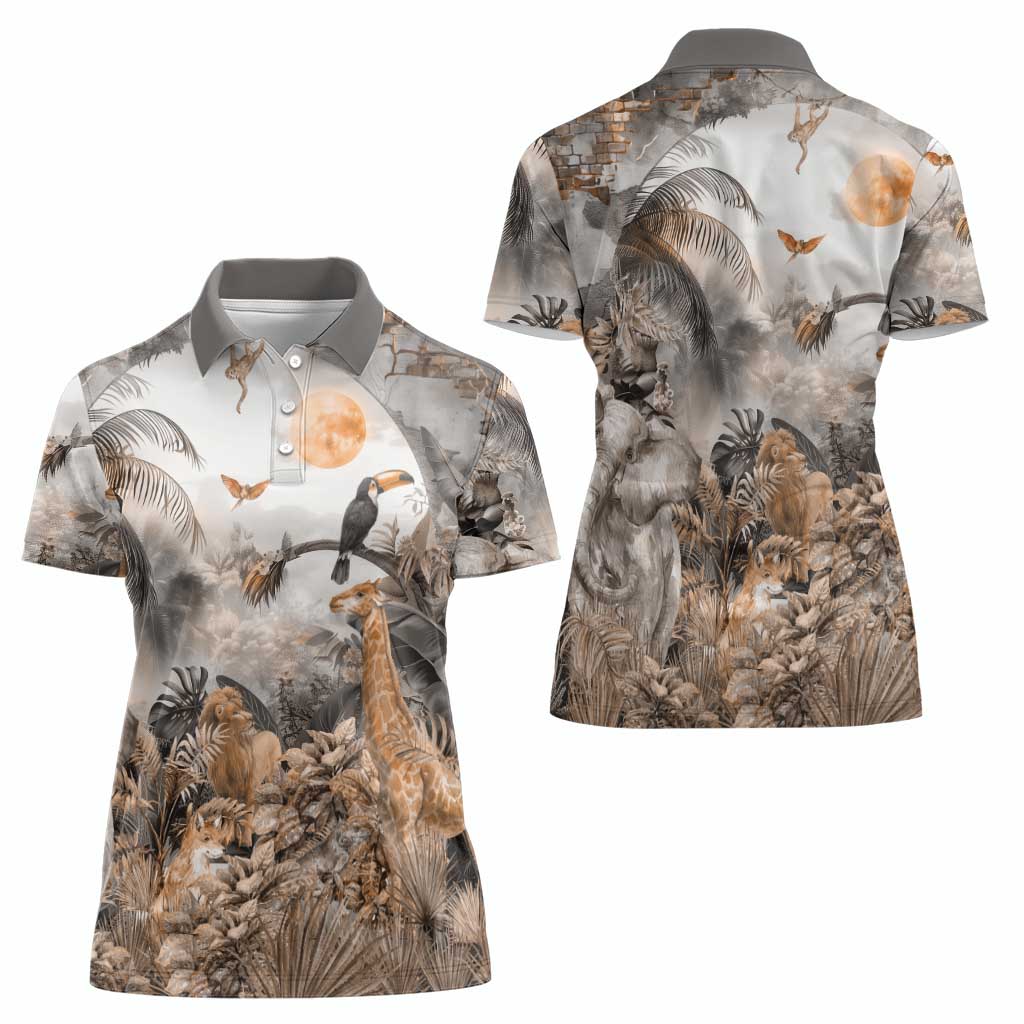 Africa Safari Animals Women Polo Shirt - Wonder Print Shop