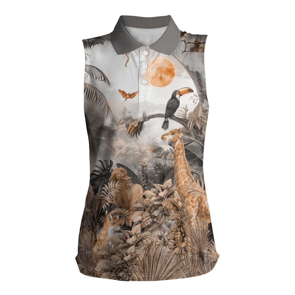 Africa Safari Animals Women Sleeveless Polo Shirt - Wonder Print Shop