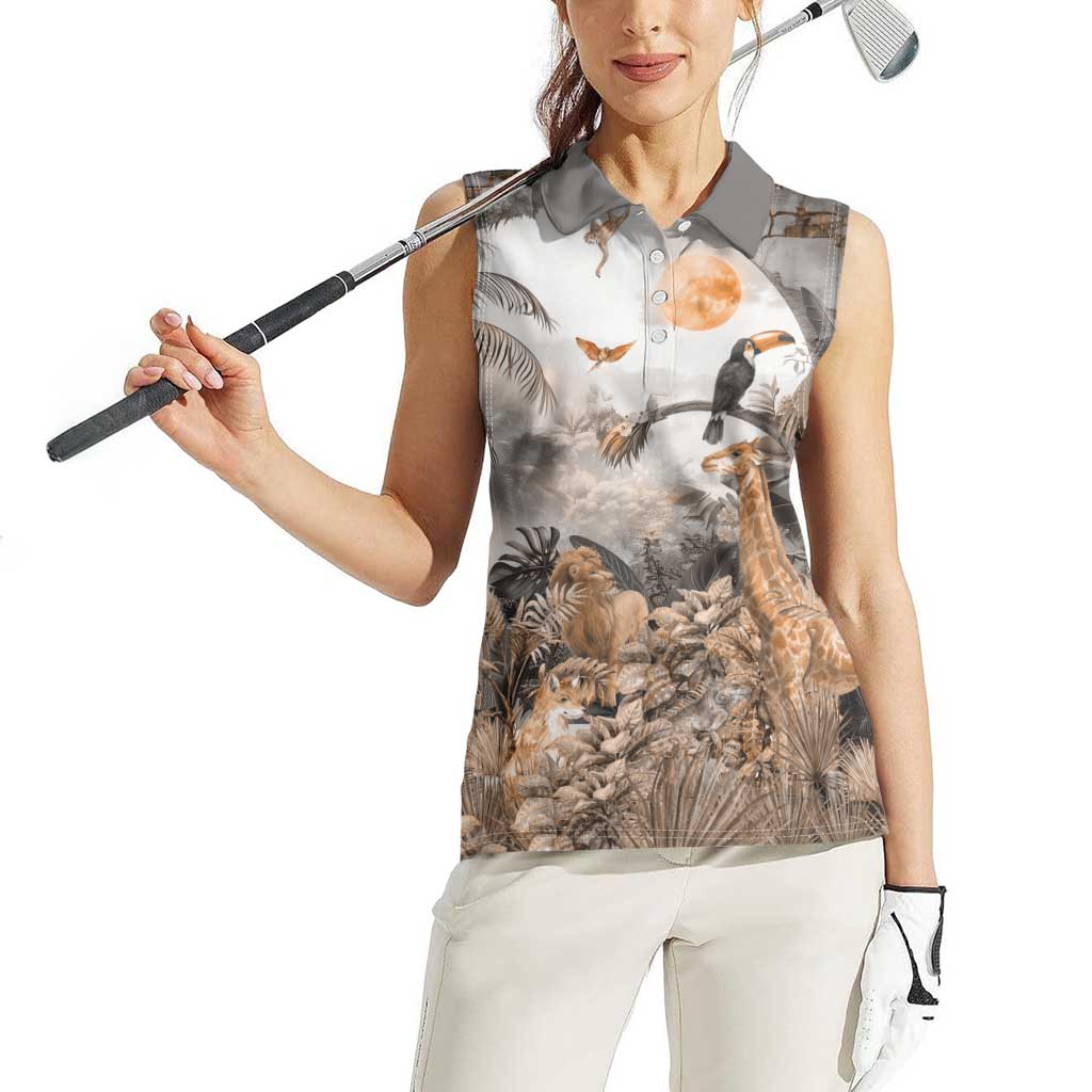 Africa Safari Animals Women Sleeveless Polo Shirt - Wonder Print Shop