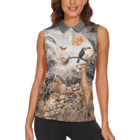 Africa Safari Animals Women Sleeveless Polo Shirt - Wonder Print Shop