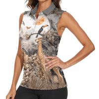 Africa Safari Animals Women Sleeveless Polo Shirt - Wonder Print Shop