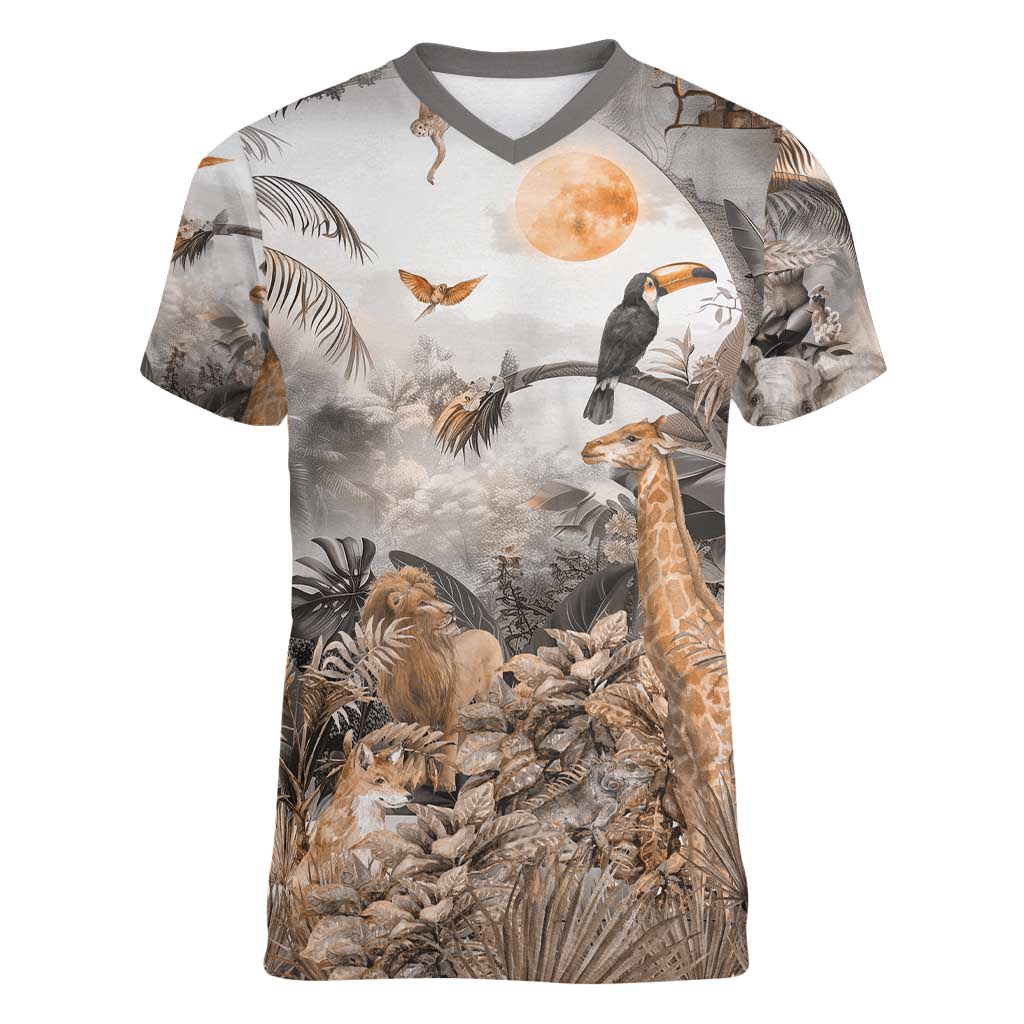 Africa Safari Animals Women V-Neck T-Shirt - Wonder Print Shop