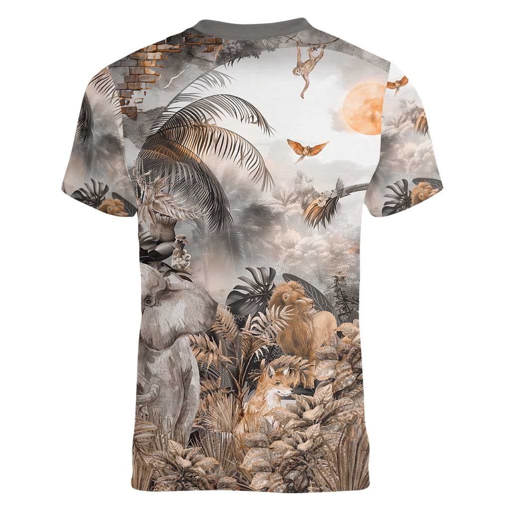 Africa Safari Animals Women V-Neck T-Shirt - Wonder Print Shop