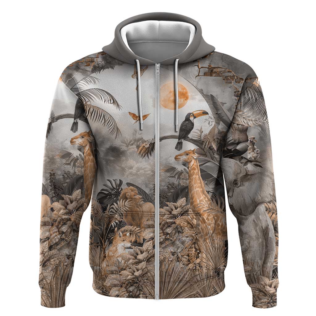 Africa Safari Animals Zip Hoodie - Wonder Print Shop