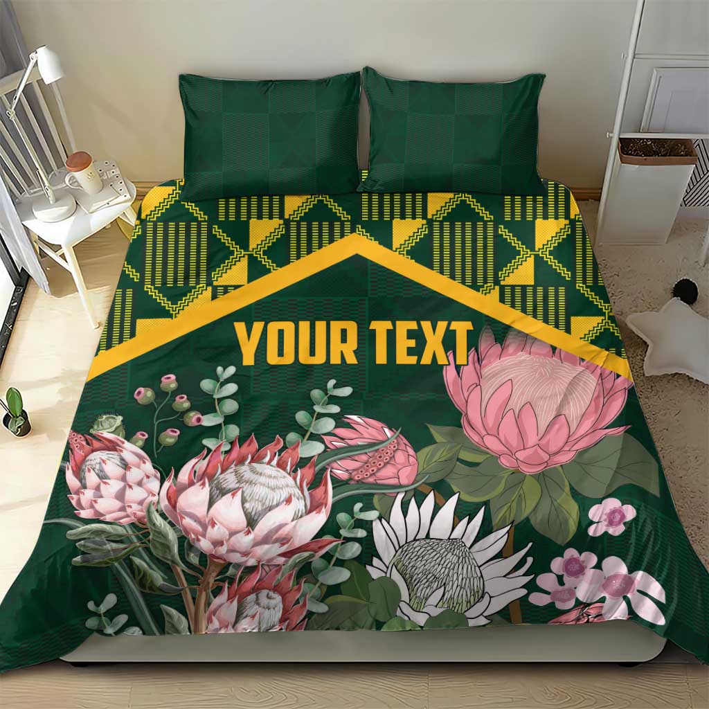 Personalized South Africa King Protea Bedding Set With Kente Patterns - Wonder Print Shop