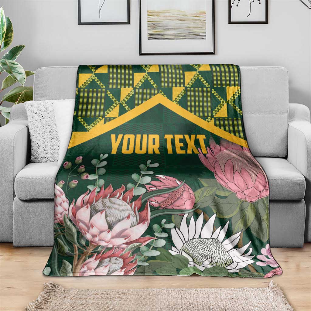 Personalized South Africa King Protea Blanket With Kente Patterns