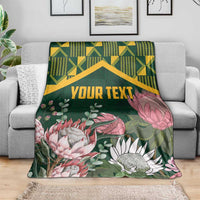 Personalized South Africa King Protea Blanket With Kente Patterns