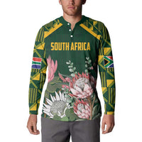 Personalized South Africa King Protea Button Sweatshirt With Kente Patterns - Wonder Print Shop