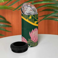 Personalized South Africa King Protea 4 in 1 Can Cooler Tumbler With Kente Patterns - Wonder Print Shop