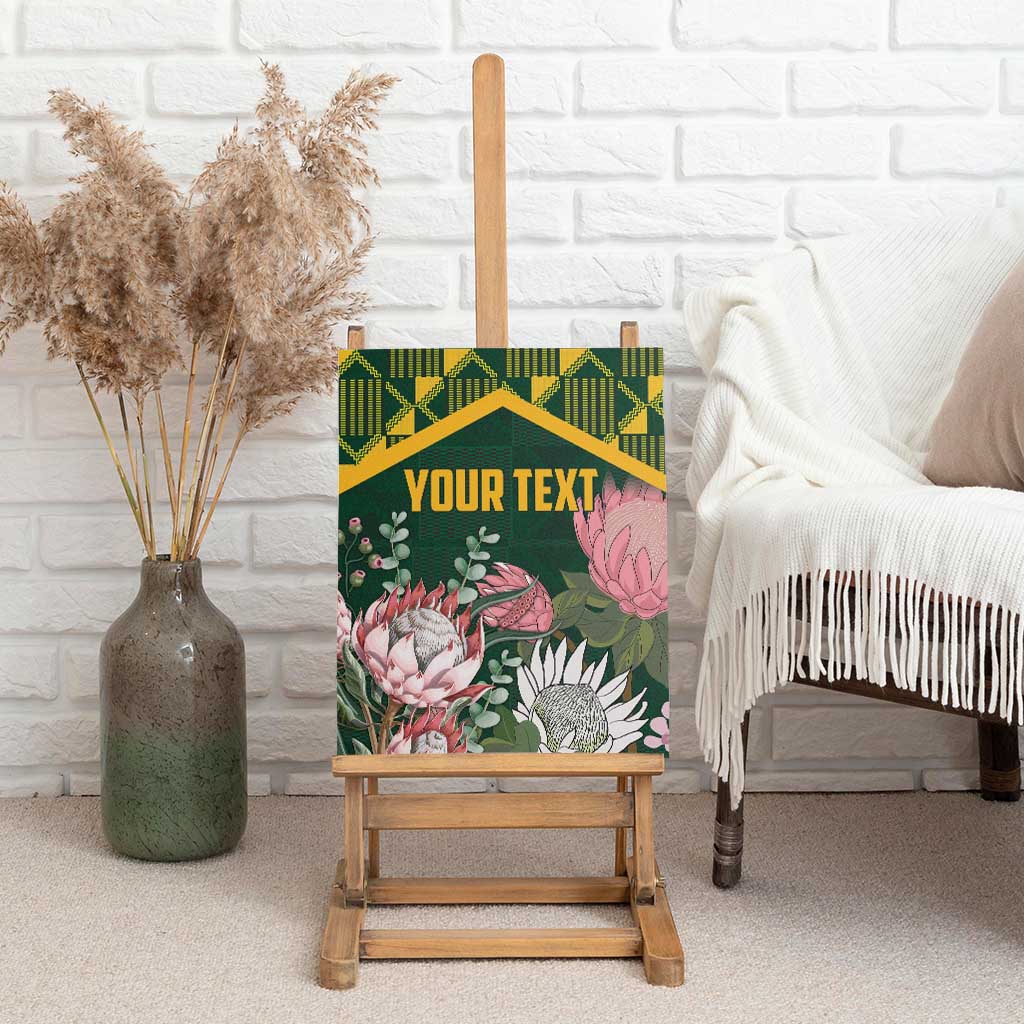 Personalized South Africa King Protea Canvas Wall Art With Kente Patterns - Wonder Print Shop