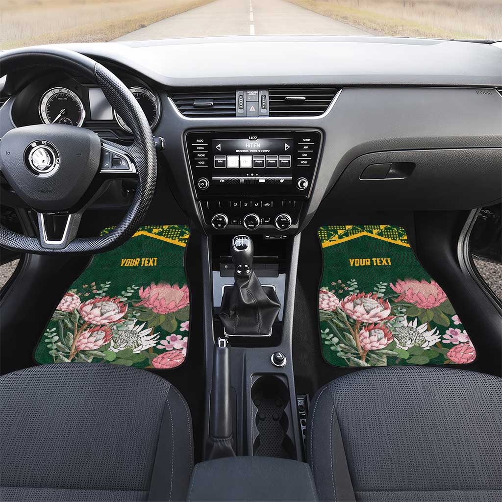 Personalized South Africa King Protea Car Mats With Kente Patterns - Wonder Print Shop