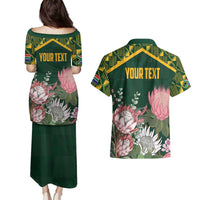 Personalized South Africa King Protea Couples Matching Puletasi and Hawaiian Shirt With Kente Patterns - Wonder Print Shop