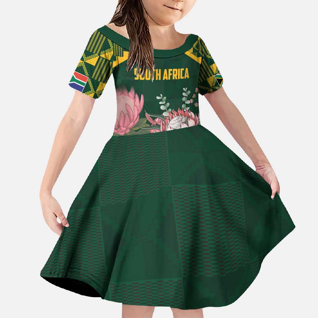 Personalized South Africa King Protea Family Matching Mermaid Dress and Hawaiian Shirt With Kente Patterns - Wonder Print Shop