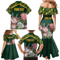 Personalized South Africa King Protea Family Matching Mermaid Dress and Hawaiian Shirt With Kente Patterns - Wonder Print Shop