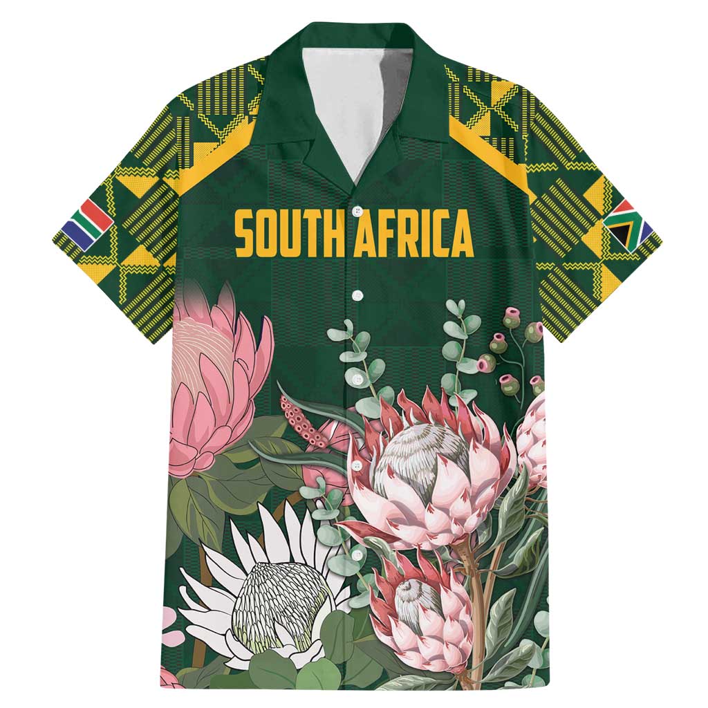 Personalized South Africa King Protea Family Matching Mermaid Dress and Hawaiian Shirt With Kente Patterns - Wonder Print Shop