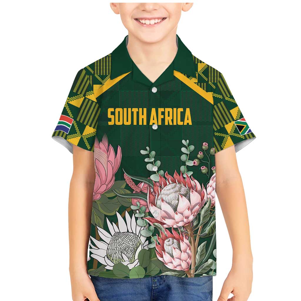 Personalized South Africa King Protea Family Matching Mermaid Dress and Hawaiian Shirt With Kente Patterns - Wonder Print Shop