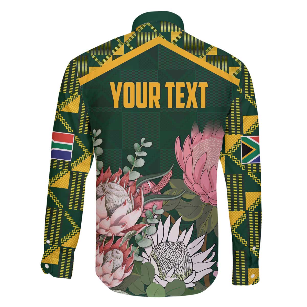 Personalized South Africa King Protea Family Matching Off The Shoulder Long Sleeve Dress and Hawaiian Shirt With Kente Patterns - Wonder Print Shop