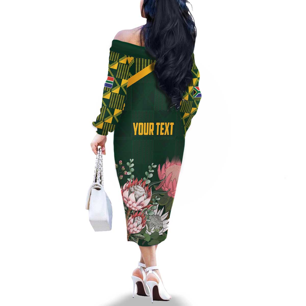 Personalized South Africa King Protea Family Matching Off The Shoulder Long Sleeve Dress and Hawaiian Shirt With Kente Patterns - Wonder Print Shop