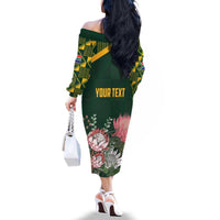 Personalized South Africa King Protea Family Matching Off The Shoulder Long Sleeve Dress and Hawaiian Shirt With Kente Patterns - Wonder Print Shop