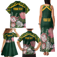Personalized South Africa King Protea Family Matching Tank Maxi Dress and Hawaiian Shirt With Kente Patterns - Wonder Print Shop