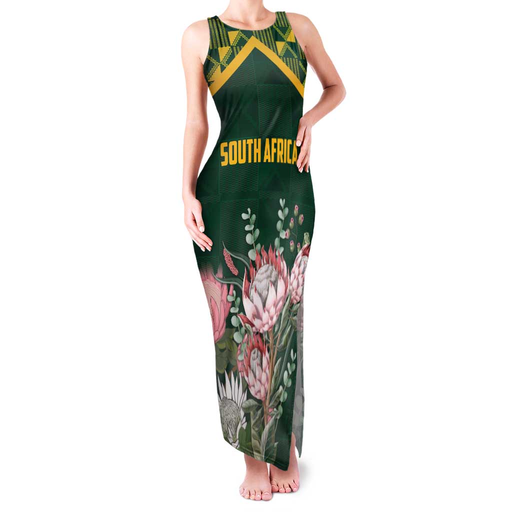 Personalized South Africa King Protea Family Matching Tank Maxi Dress and Hawaiian Shirt With Kente Patterns - Wonder Print Shop