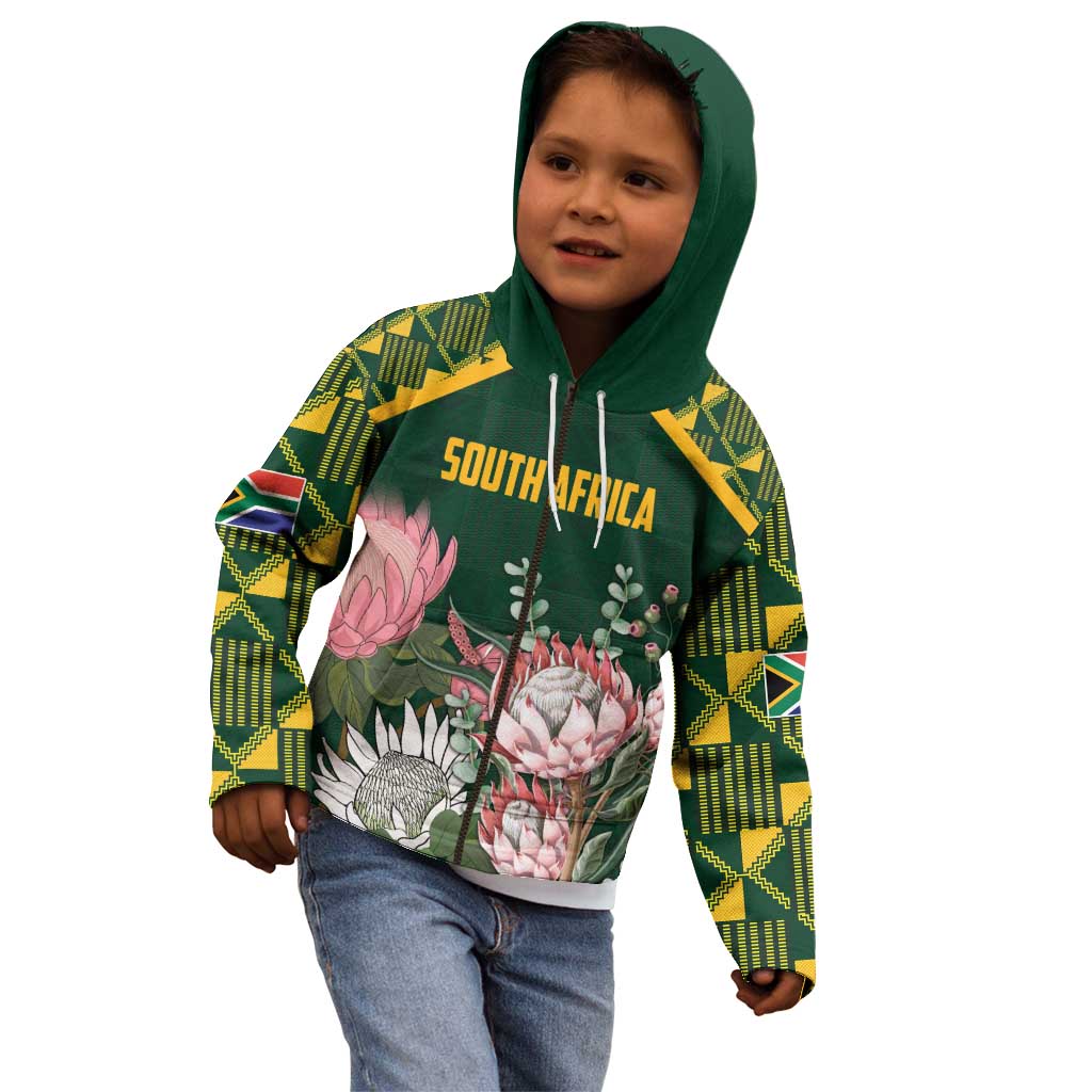 Personalized South Africa King Protea Kid Hoodie With Kente Patterns - Wonder Print Shop