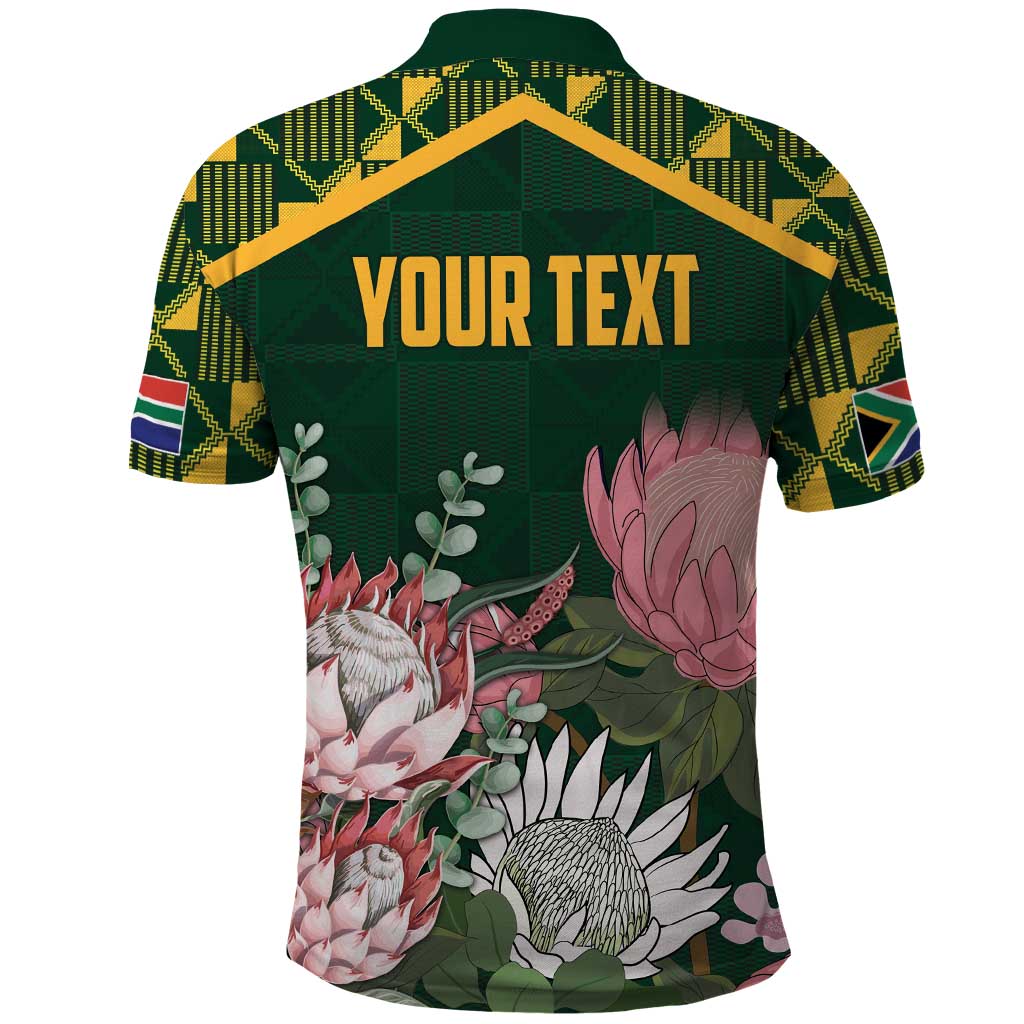 Personalized South Africa King Protea Polo Shirt With Kente Patterns - Wonder Print Shop