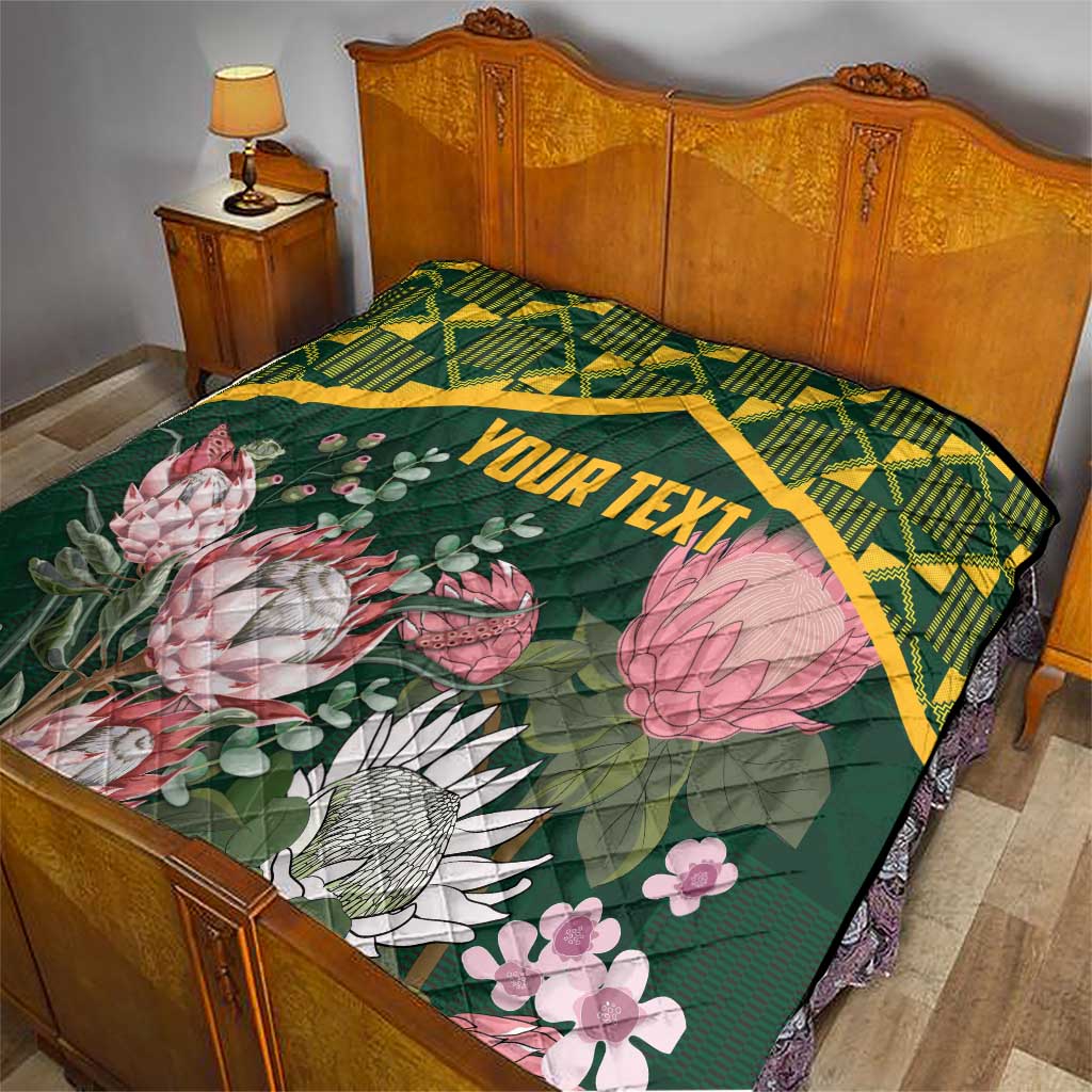 Personalized South Africa King Protea Quilt With Kente Patterns - Wonder Print Shop