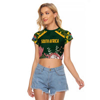 Personalized South Africa King Protea Raglan Cropped T Shirt With Kente Patterns - Wonder Print Shop