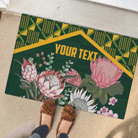 Personalized South Africa King Protea Rubber Doormat With Kente Patterns - Wonder Print Shop