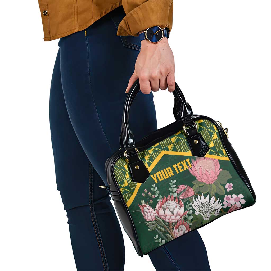 Personalized South Africa King Protea Shoulder Handbag With Kente Patterns