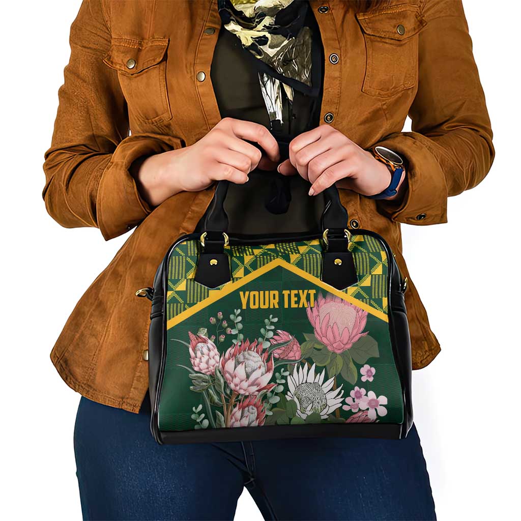 Personalized South Africa King Protea Shoulder Handbag With Kente Patterns