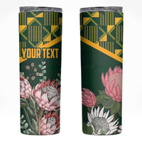 Personalized South Africa King Protea Skinny Tumbler With Kente Patterns - Wonder Print Shop