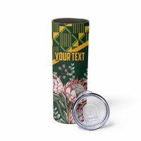Personalized South Africa King Protea Skinny Tumbler With Kente Patterns - Wonder Print Shop