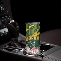 Personalized South Africa King Protea Skinny Tumbler With Kente Patterns - Wonder Print Shop