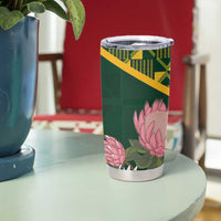 Personalized South Africa King Protea Tumbler Cup With Kente Patterns - Wonder Print Shop