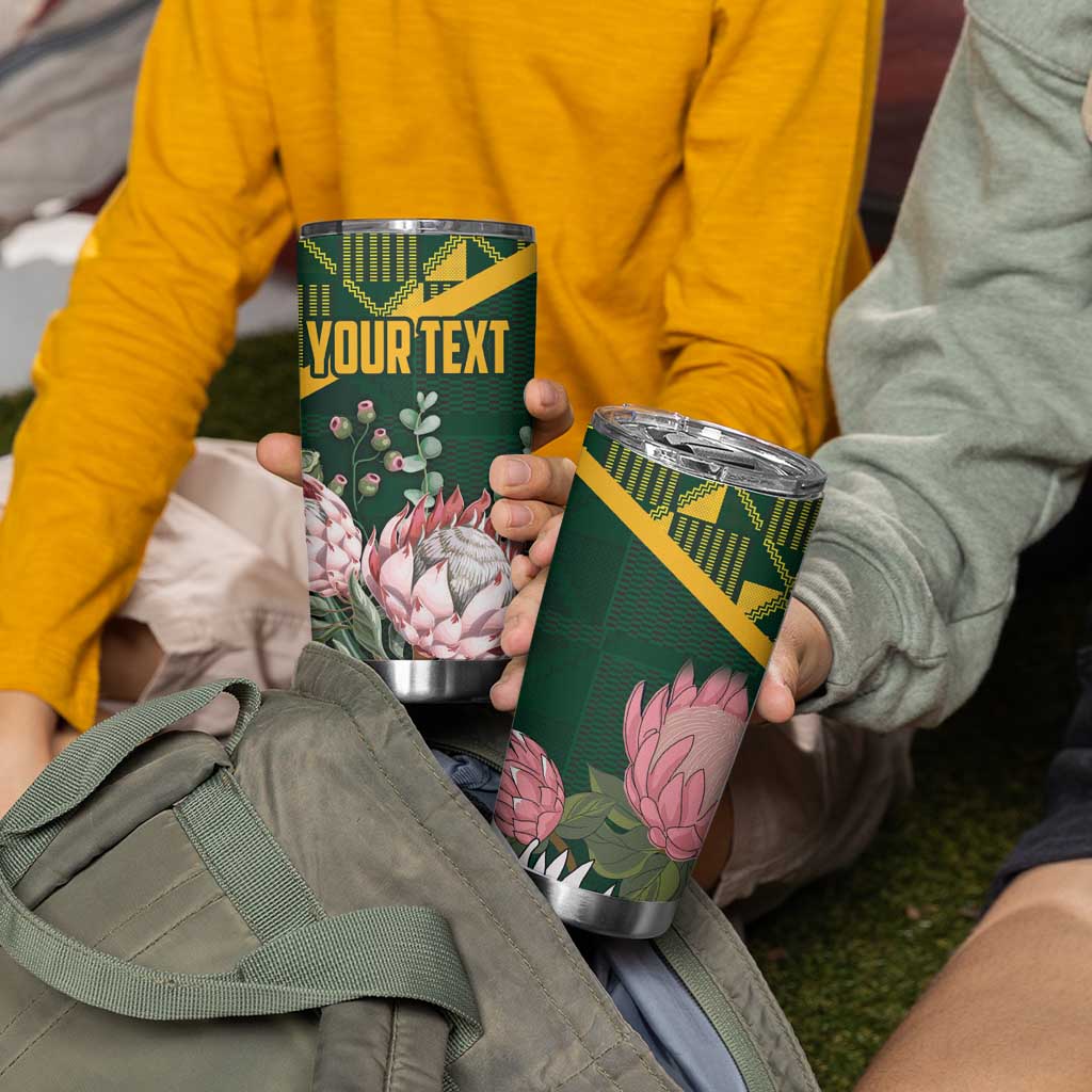 Personalized South Africa King Protea Tumbler Cup With Kente Patterns - Wonder Print Shop